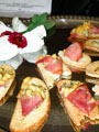 Prosciutto Wrapped Crostini with Melon Salsa